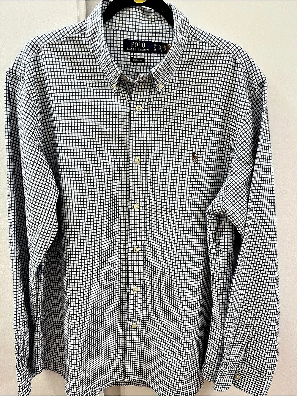 Polo Ralph Lauren Classic Fit Men's Checkered Oxford Button Down Shirt White/Blu
